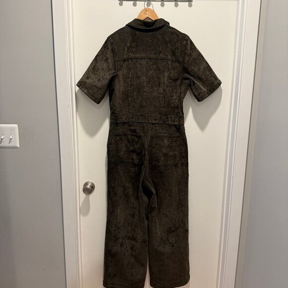 Green velvet utility jumpsuit - Size 10 - Picture 2 of 6